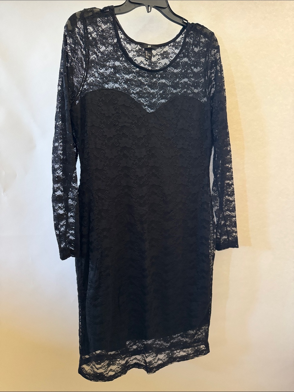 H&M Black Lace Long Sleeve Sheath Dress